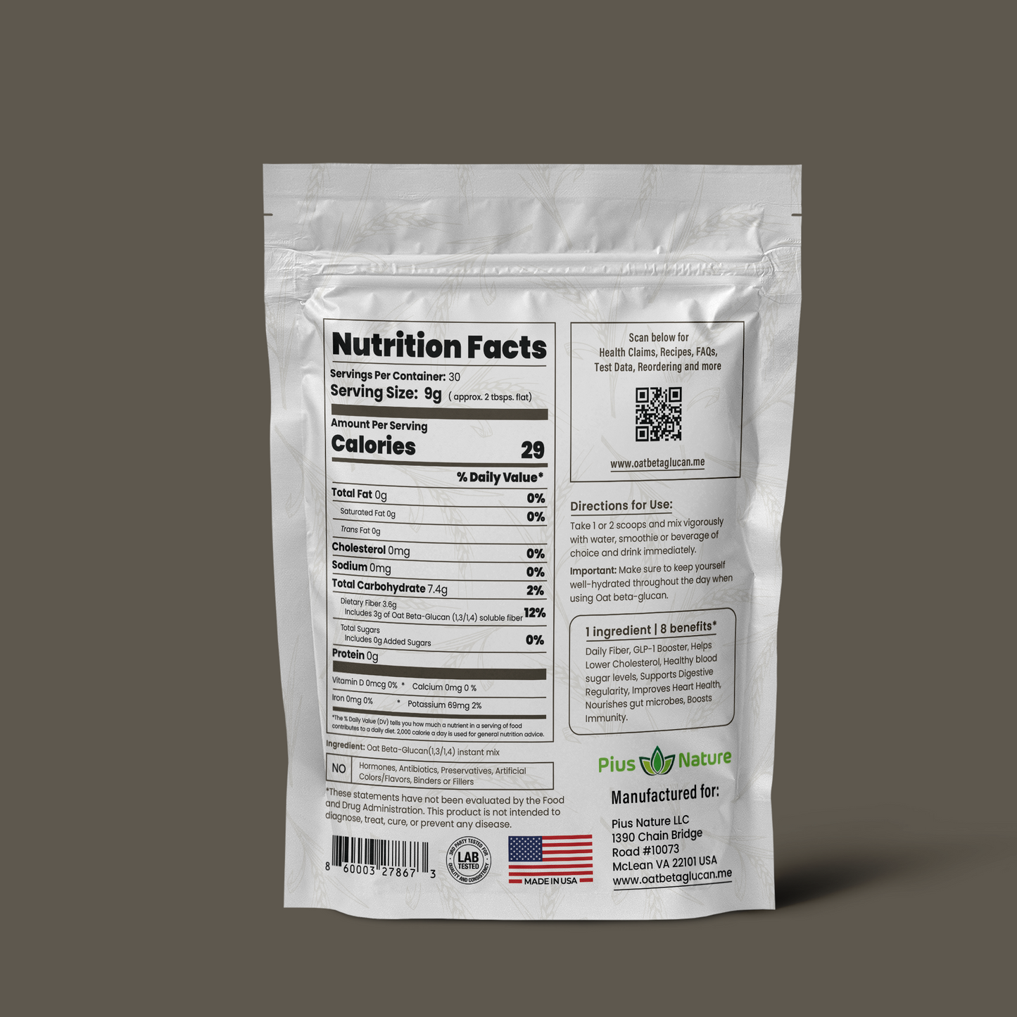 Oat fiber (beta glucan) Powered Wellness